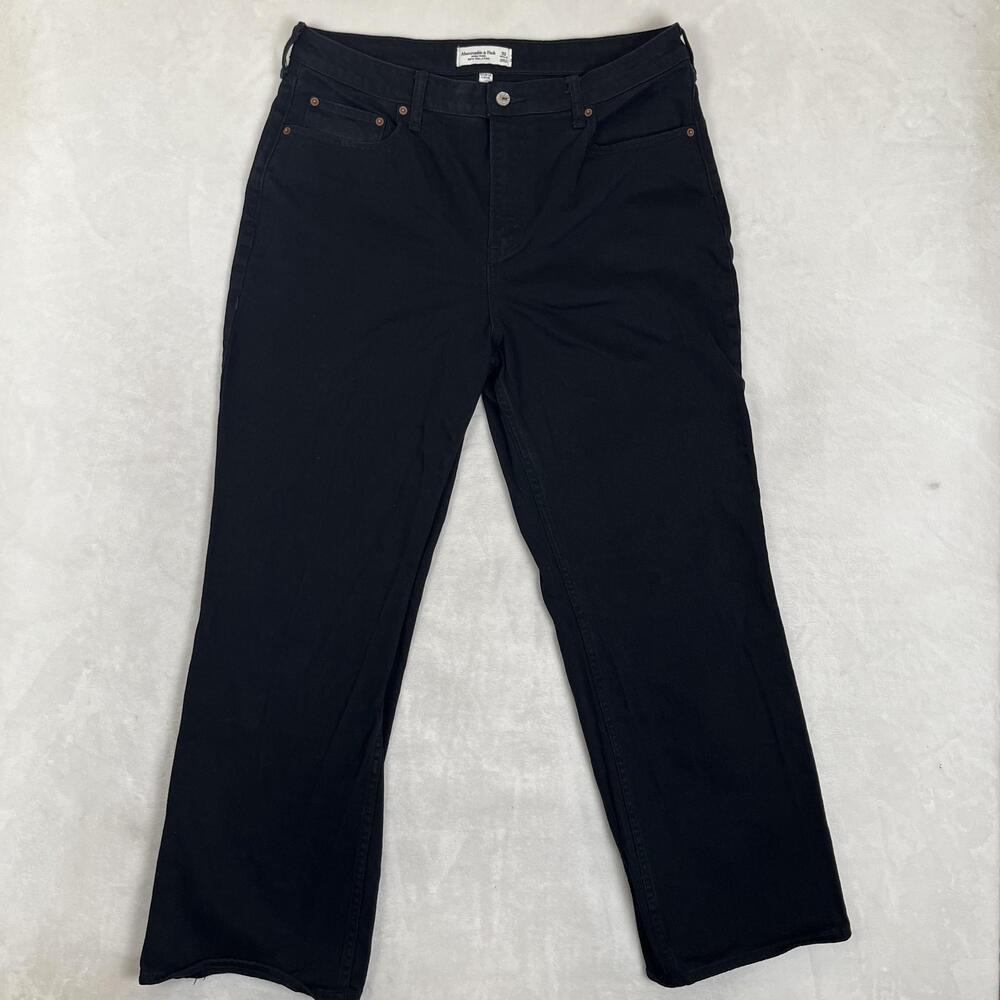 Abercrombie & Fitch 90s Relaxed Jeans Womens 32 Black High Rise Denim Curve Love